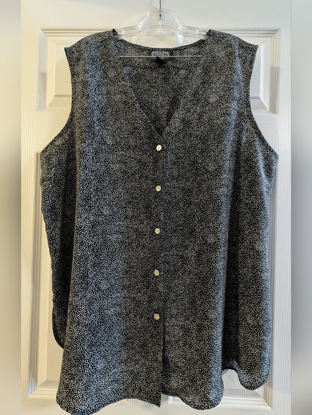 Vintage The Villager Polka Dot Blouse - Sleeveless Button Down - 1X